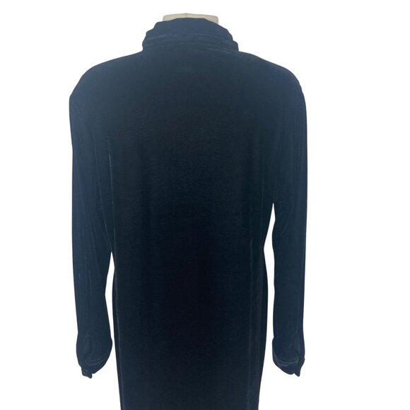 Anne Carson Black Velvet Duster Jacket Womens XL Button Front Whimsigoth Grunge - Picture 10 of 10